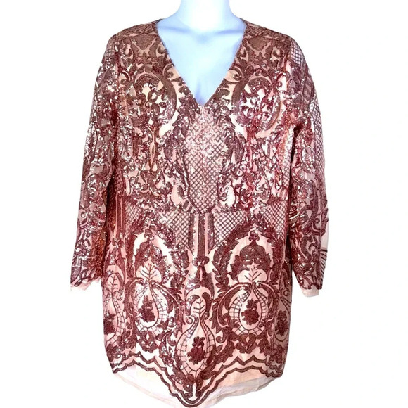 Beautiful Chicsoul sequined dress Gold size 3Xl - Picture 1 of 9